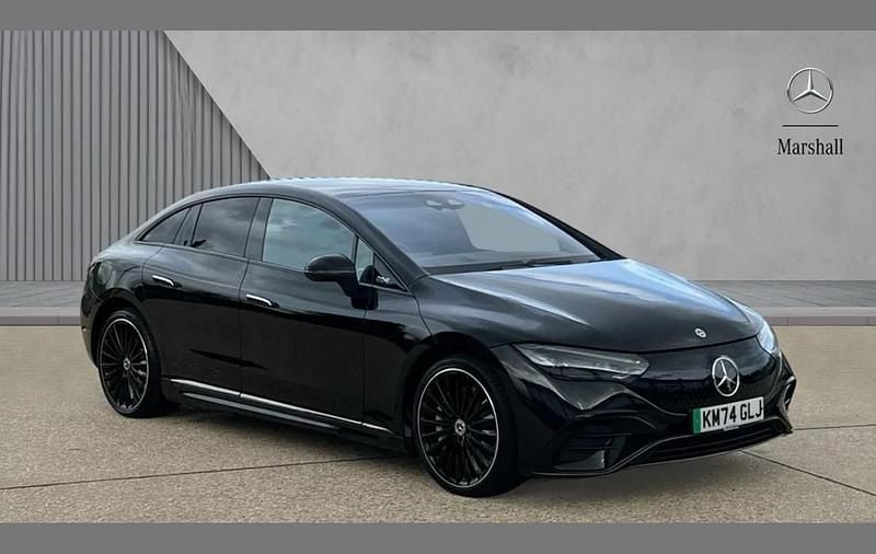 Obsidian black metallic Used 2024 Mercedes EQE350 AMG line Sedan | £51,495 (Expensive) - Image 1/4