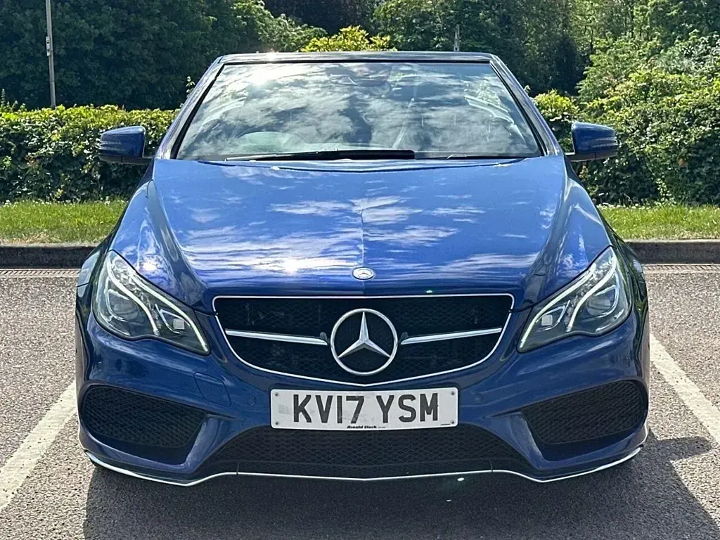 Used Mercedes E220 AMG line 177 HP (130 kW) 2017 Blue Cabriolet