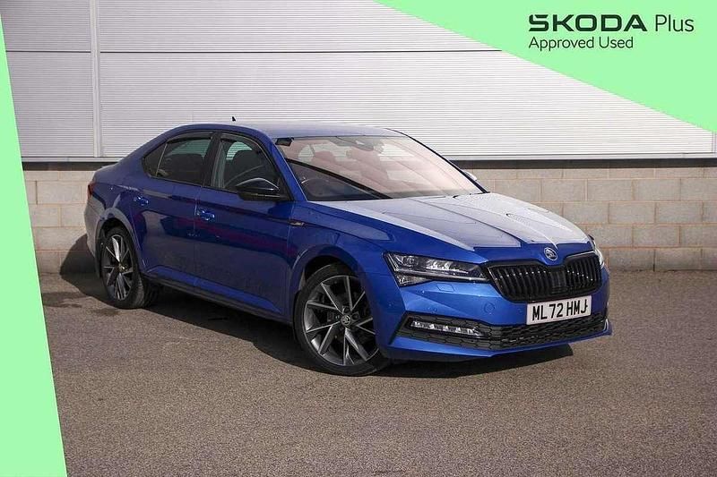 Race blue metallic Used 2022 Skoda Superb SportlinePlus Hatchback | £21,795 (Good price) - Image 1/4