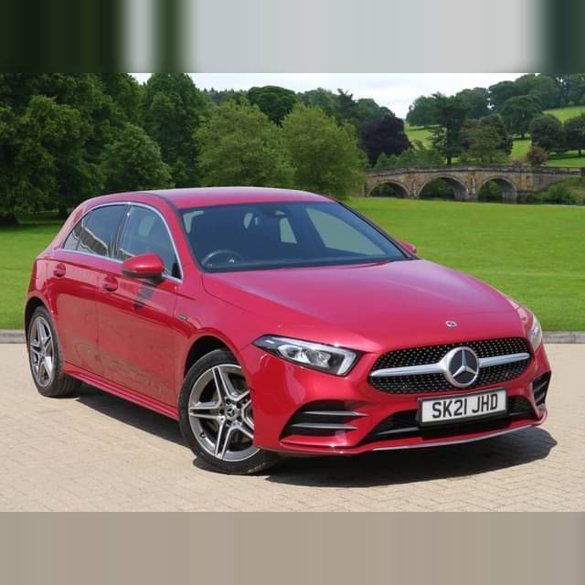 Designo patagonia red metallic Used 2021 Mercedes A250 AMG line Hatchback | £19,400 (Good price) - Image 1/4
