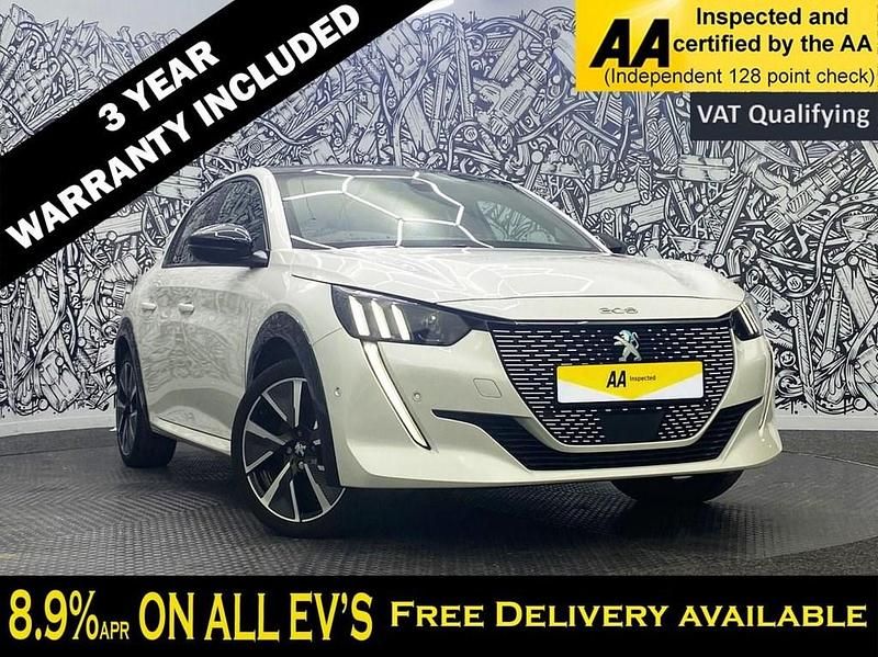 White Used 2021 Peugeot e-208 GT Hatchback | £13,595 (Fair price) - Image 1/2