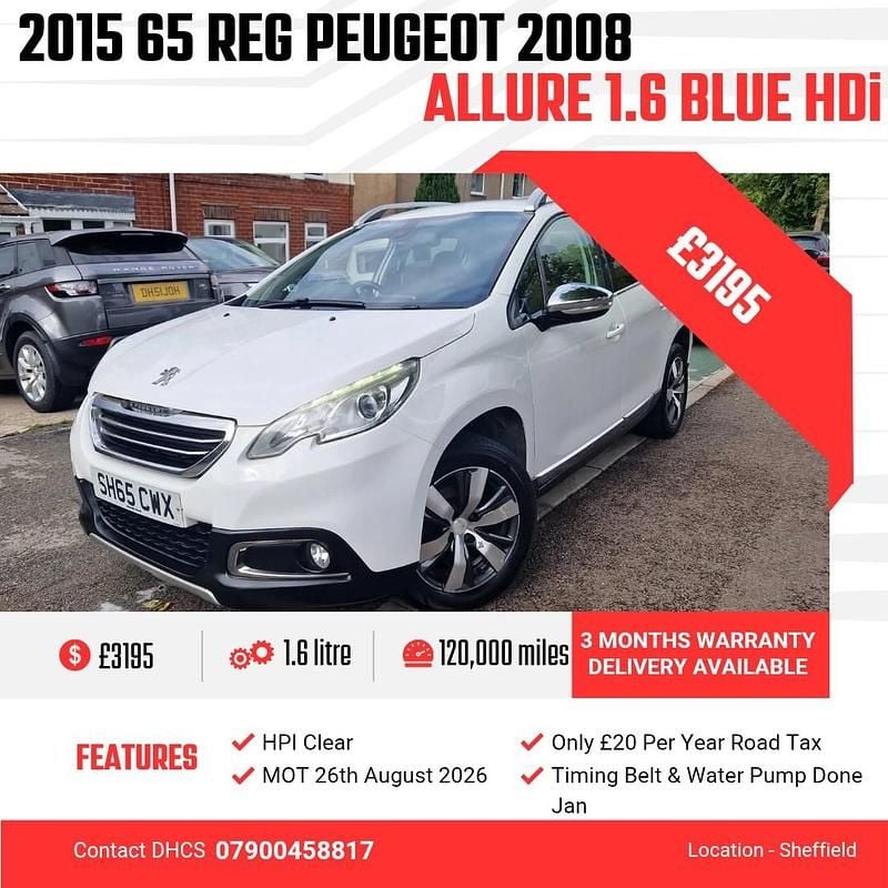 White Used 2015 Peugeot 2008 Allure SUV | £3,195 (Fair price) - Image 1/4