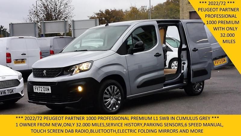 Grey Used 2022 Peugeot Partner Premium Van | £11,995 (Fair price) - Image 1/4
