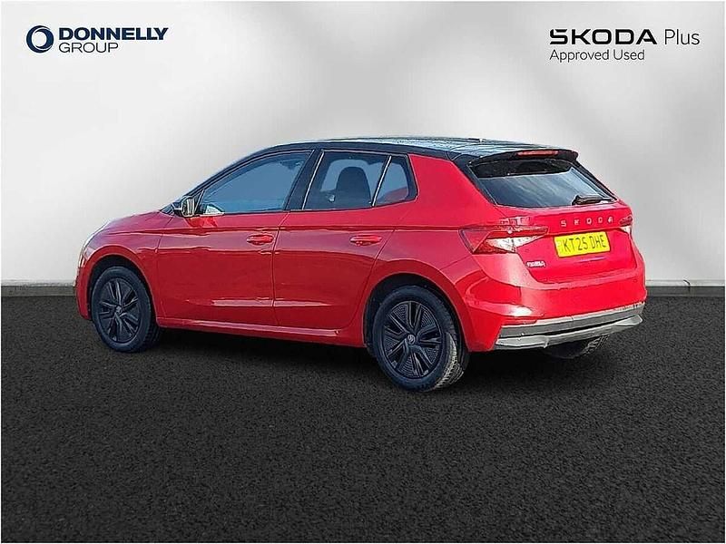 Used Skoda Fabia Design Edition 85 HP (62 kW) 2025 Velvet red metallic black magic pearl effect Hatchback
