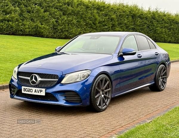 Used Mercedes C300 AMG line 245 HP (180 kW) 2020 Blue Sedan