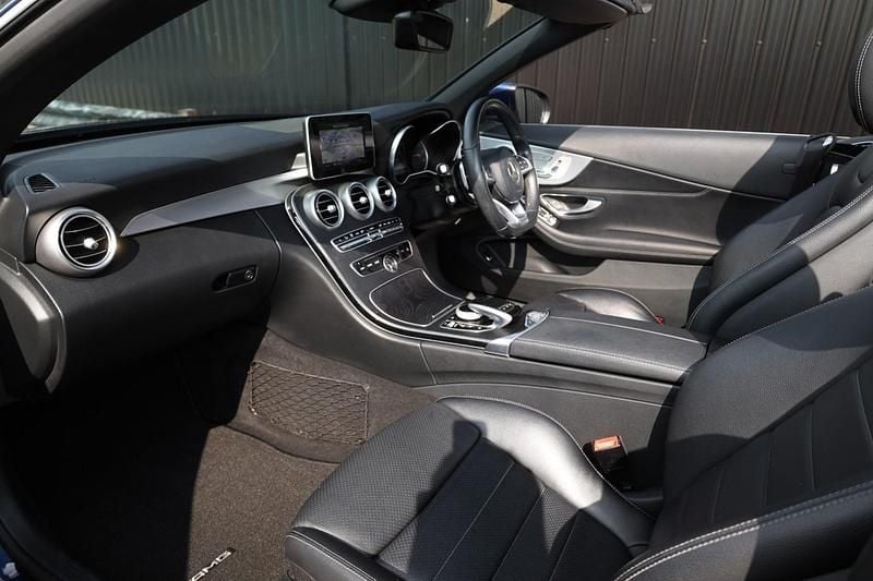 Used Mercedes C250 AMG line 201 HP (147 kW) 2017 Blue Cabriolet