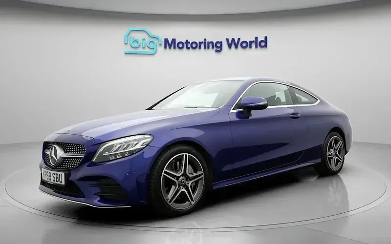 Used Mercedes C300 AMG line 258 HP (189 kW) 2019 Blue Coupe