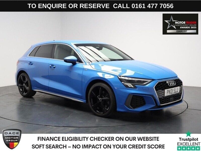 Blue Used 2021 Audi A3 Sportback S-Line Hatchback | £17,180 (Fair price) - Image 1/3