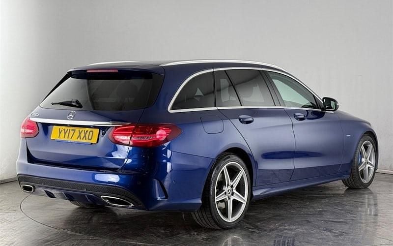 Used Mercedes C350e AMG line 294 HP (216 kW) 2017 Blue Estate