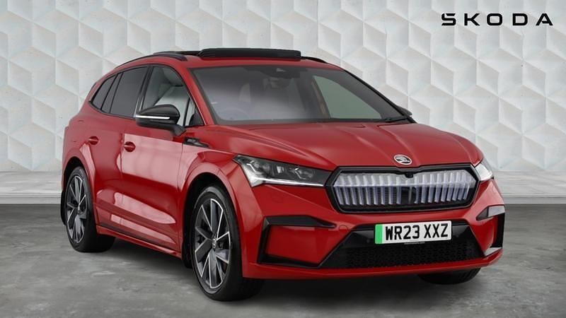 Velvet red metallic Used 2023 Skoda Enyaq iV SportLine SUV | £29,000 (Fair price) - Image 1/4