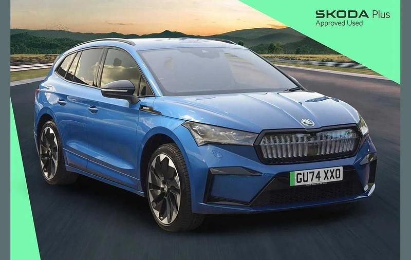Race blue metallic Used 2024 Skoda Enyaq iV SportlinePlus SUV | £32,979 (Expensive) - Image 1/4