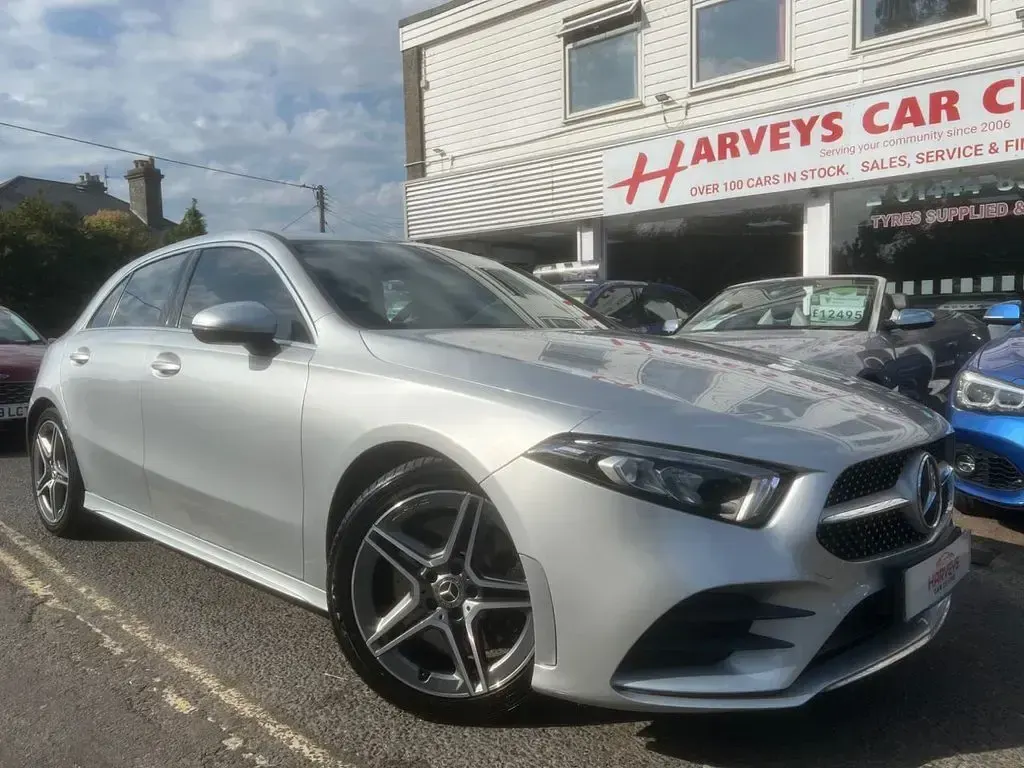 Used Mercedes A250 AMG line 224 HP (164 kW) 2018 Silver Hatchback