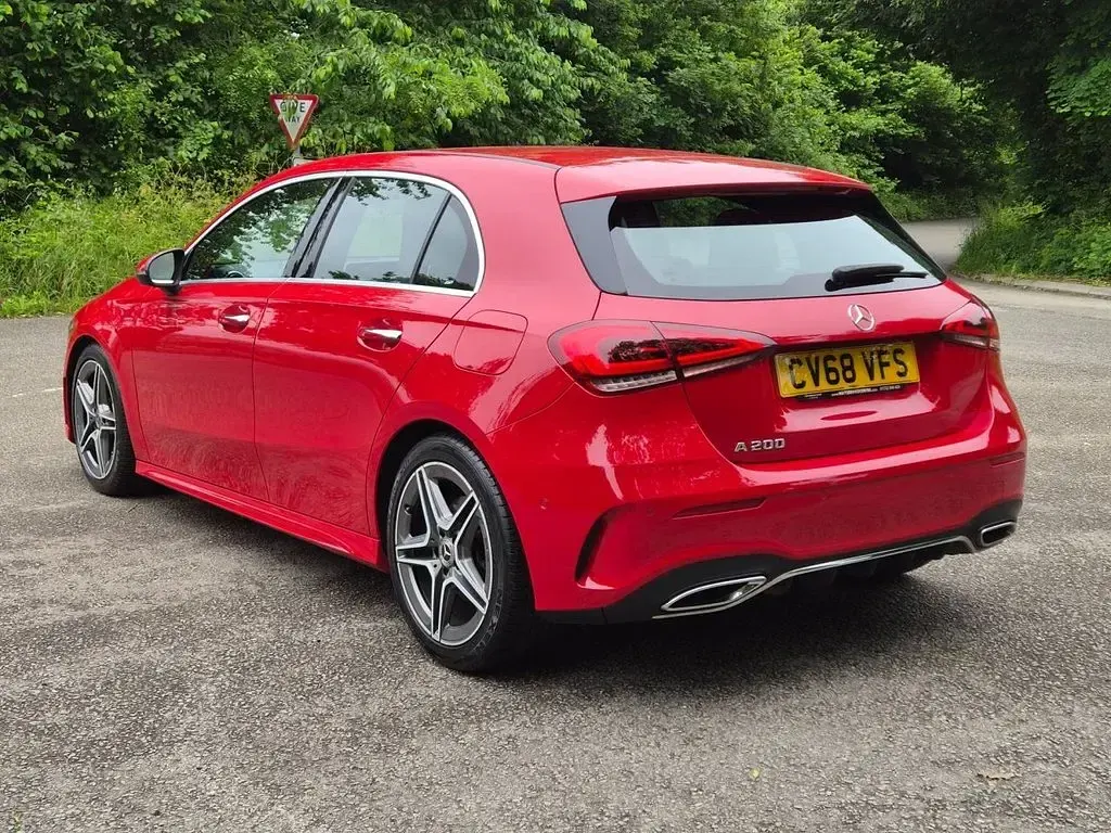 Used Mercedes A200 AMG line 163 HP (119 kW) 2018 Red Hatchback