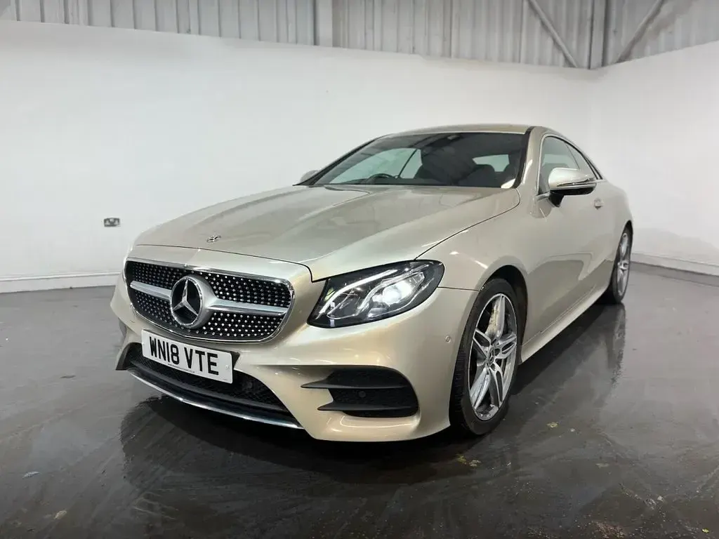 Used Mercedes E220 AMG line 194 HP (142 kW) 2018 Silver Coupe