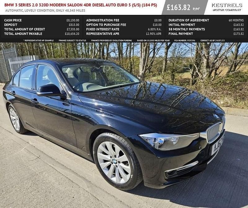 Black Used 2013 BMW 320 Impressive Sedan | £8,150 (Good price) - Image 1/4