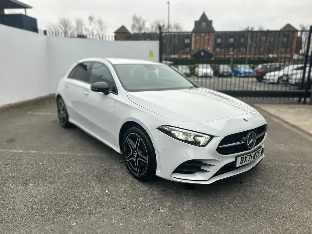 Used Mercedes A250 AMG line 218 HP (160 kW) 2022 White Hatchback