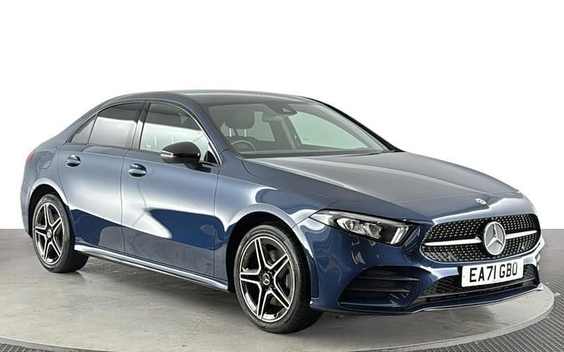 Used Mercedes A250 AMG line 218 HP (160 kW) 2021 Blue Sedan