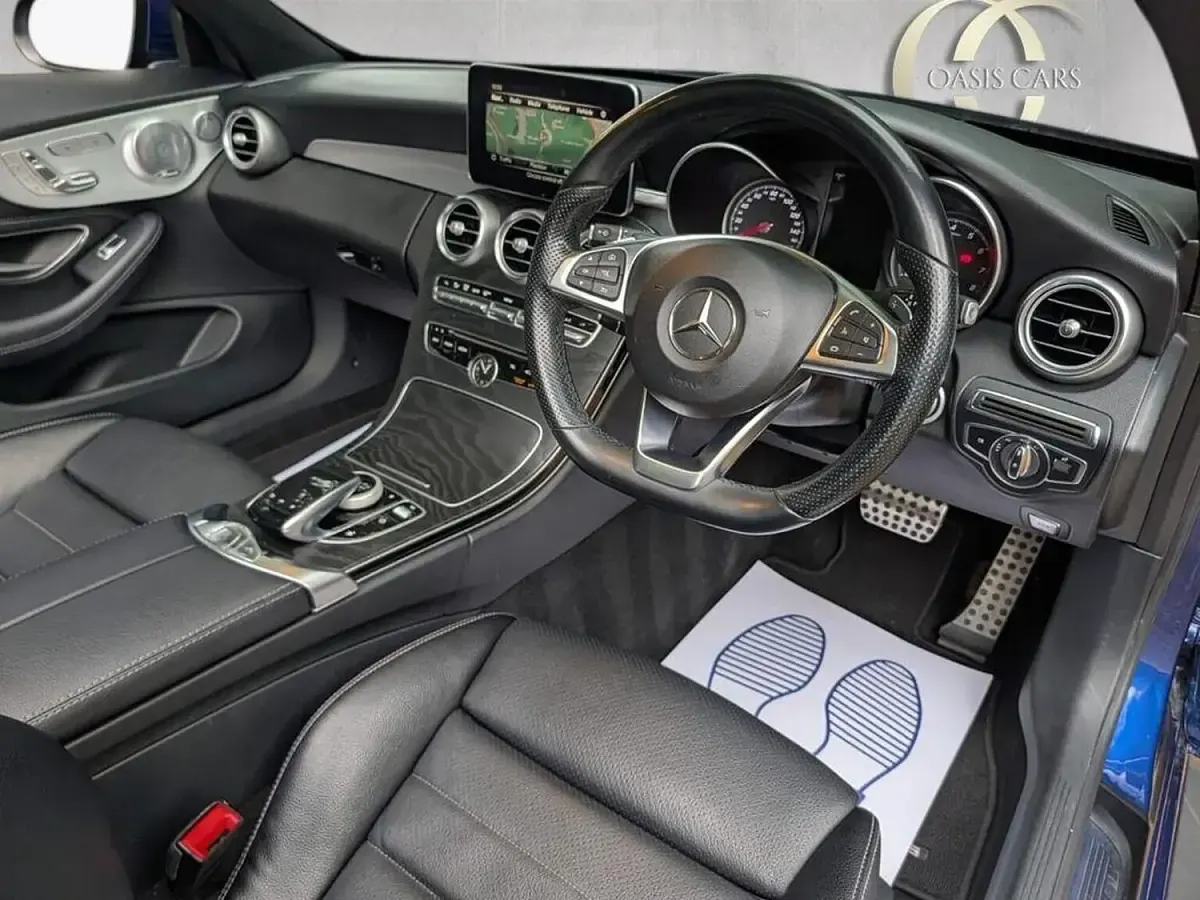 Used Mercedes C200 AMG line 184 HP (135 kW) 2018 Blue Cabriolet