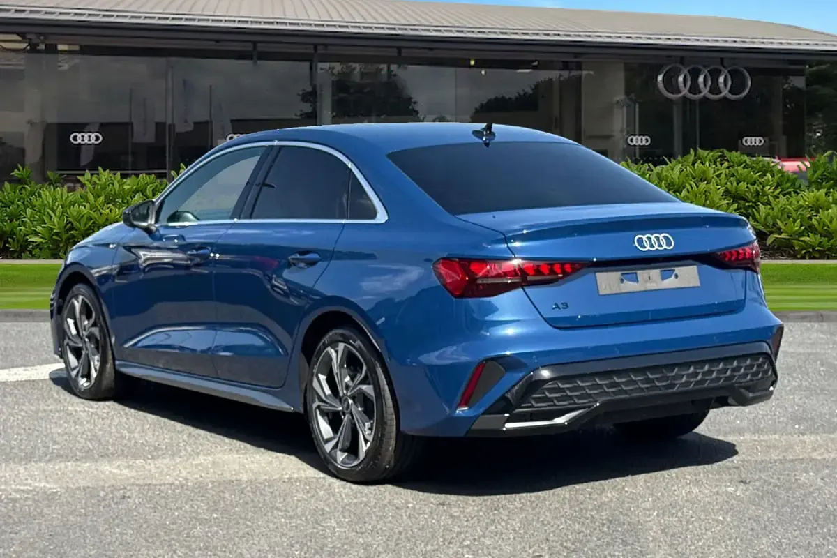 New Audi A3 S-Line 2026 Blue Sedan