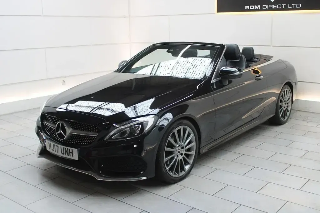 Used Mercedes C220 AMG line 170 HP (125 kW) 2016 Blue Cabriolet