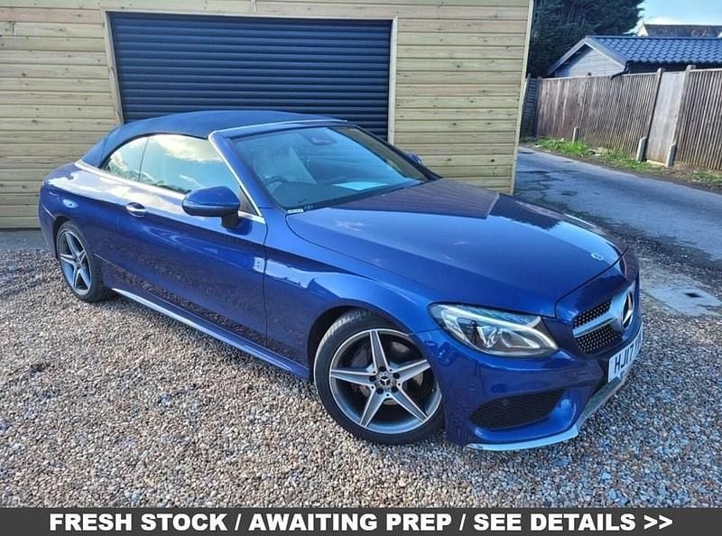 Used Mercedes C220 AMG line 170 HP (125 kW) 2017 Blue Cabriolet