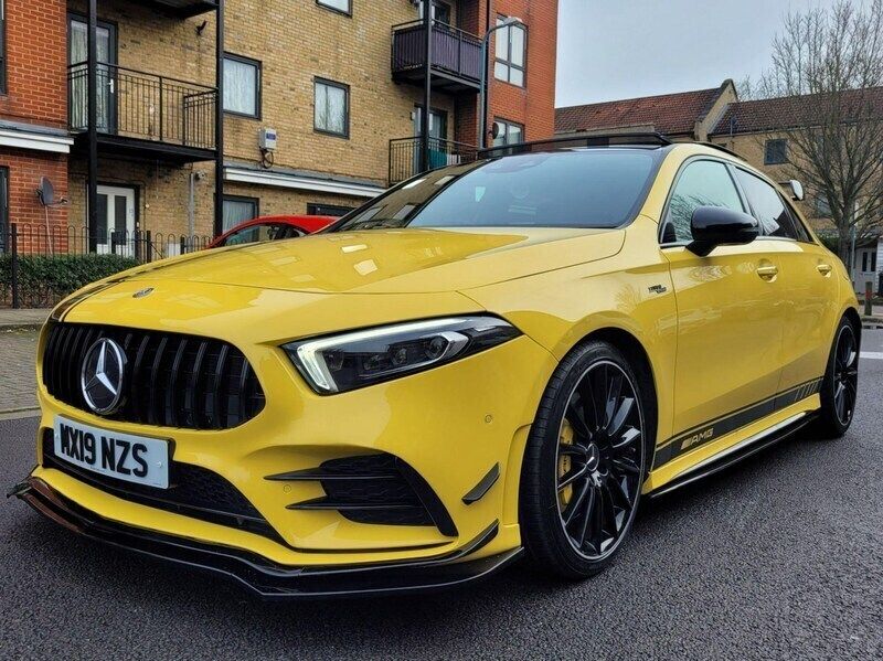 Yellow Used 2019 Mercedes A35 AMG Premium Plus Hatchback | £19,999 - Image 1/4