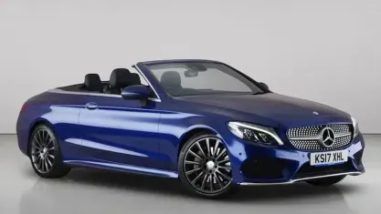 Used Mercedes C250 AMG line 204 HP (150 kW) 2017 Blue Cabriolet