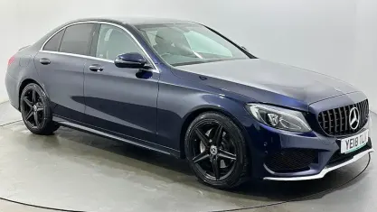 Used Mercedes C220 AMG line 170 HP (125 kW) 2018 Blue Sedan