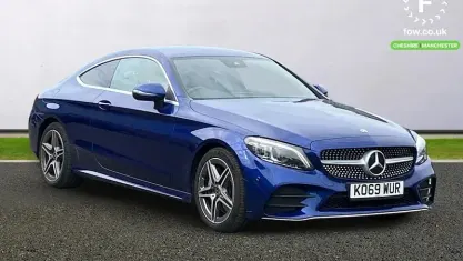 Used Mercedes C300 AMG line 258 HP (189 kW) 2020 Blue Coupe