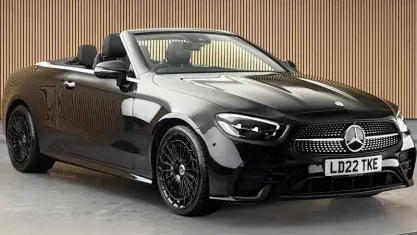 Used Mercedes E300 AMG line 258 HP (189 kW) 2022 Obsidian black Cabriolet