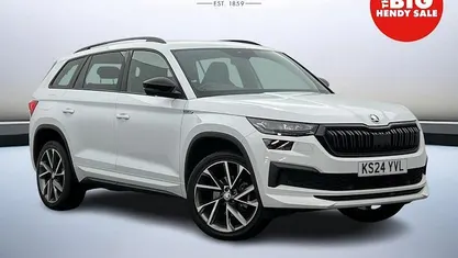 Moon white metallic Used 2024 Skoda Kodiaq SportLine SUV | £29,799 (Fair price)