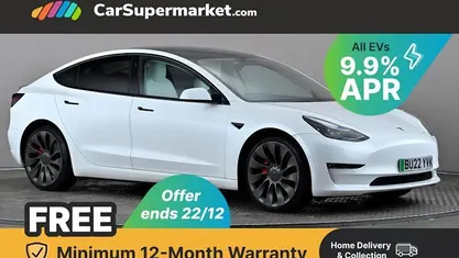 White Used 2022 Tesla Model 3 Performance Sedan | £22,697 (Fair price)