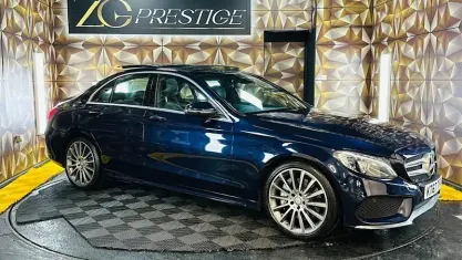 Used Mercedes C250 AMG line 204 HP (150 kW) 2018 Blue Sedan