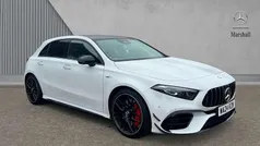 Moonstone white metallic Used 2024 Mercedes A45 AMG Hatchback | £50,990 (Fair price)