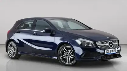 Used Mercedes A180 AMG line 109 HP (80 kW) 2018 Blue Hatchback