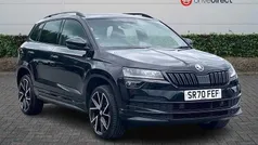 Exclusive paint crystal black Used 2021 Skoda Karoq SportLine SUV | £19,825 (Fair price)
