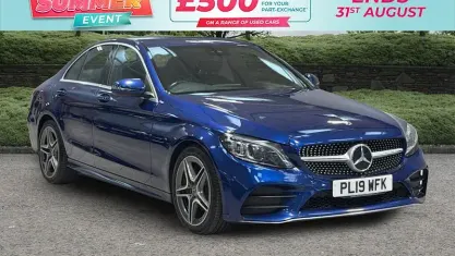 Used Mercedes C220 AMG line 194 HP (142 kW) 2019 Blue Sedan