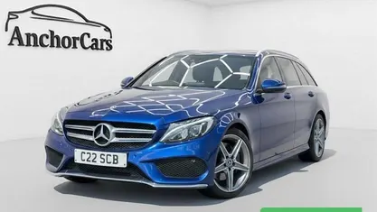 Used Mercedes C220 AMG line 170 HP (125 kW) 2018 Blue Estate