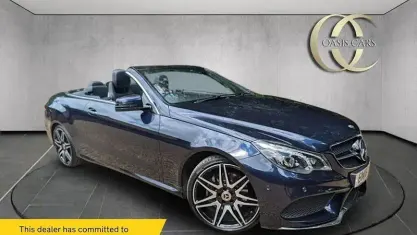 Used Mercedes E200 AMG line 184 HP (135 kW) 2016 Blue Cabriolet