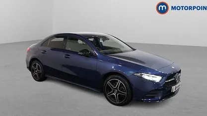 Used Mercedes A250 AMG line 218 HP (160 kW) 2021 Blue Sedan