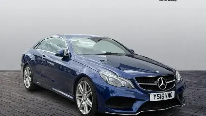 Used Mercedes E200 AMG line 184 HP (135 kW) 2016 Blue Coupe