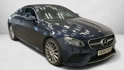 Used Mercedes E220 AMG line 194 HP (142 kW) 2019 Blue Coupe