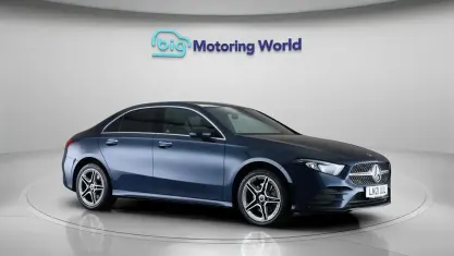 Used Mercedes A250 AMG line 259 HP (190 kW) 2021 Blue Sedan