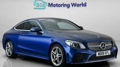 Used Mercedes C300 AMG line 245 HP (180 kW) 2019 Blue Coupe