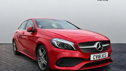 Used Mercedes A200 AMG line 136 HP (100 kW) 2018 Red Hatchback