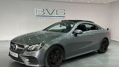 Used Mercedes E220 AMG Line Premium 194 HP (142 kW) 2018 Grey Coupe