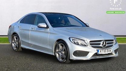 Begagnad Mercedes C250 AMG Line Premium Plus 204 HK (150 kW) 2018 Silver Sedan