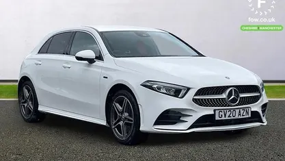 Used Mercedes A250 AMG line 218 HP (160 kW) 2020 White Hatchback