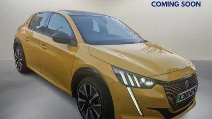 Yellow Used 2021 Peugeot e-208 Premium Hatchback | £11,650 (Fair price)