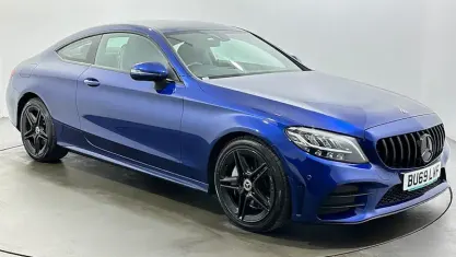 Used Mercedes C300 AMG line 258 HP (189 kW) 2019 Blue Coupe